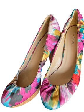 Call It Spring Cork Heels Chunky Platform Size 10 Colorful